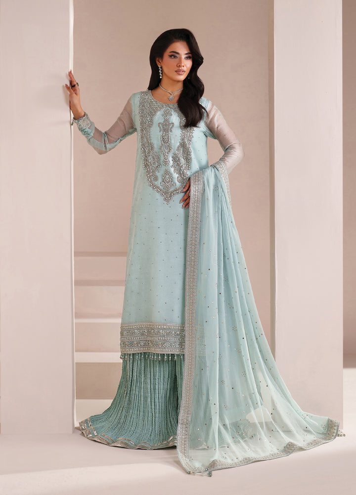 Aymal by Alizeh Fashion Unstitched Embroidered Chiffon 3 Piece Suit AFB26UA D-01 Azure - Festive Collection