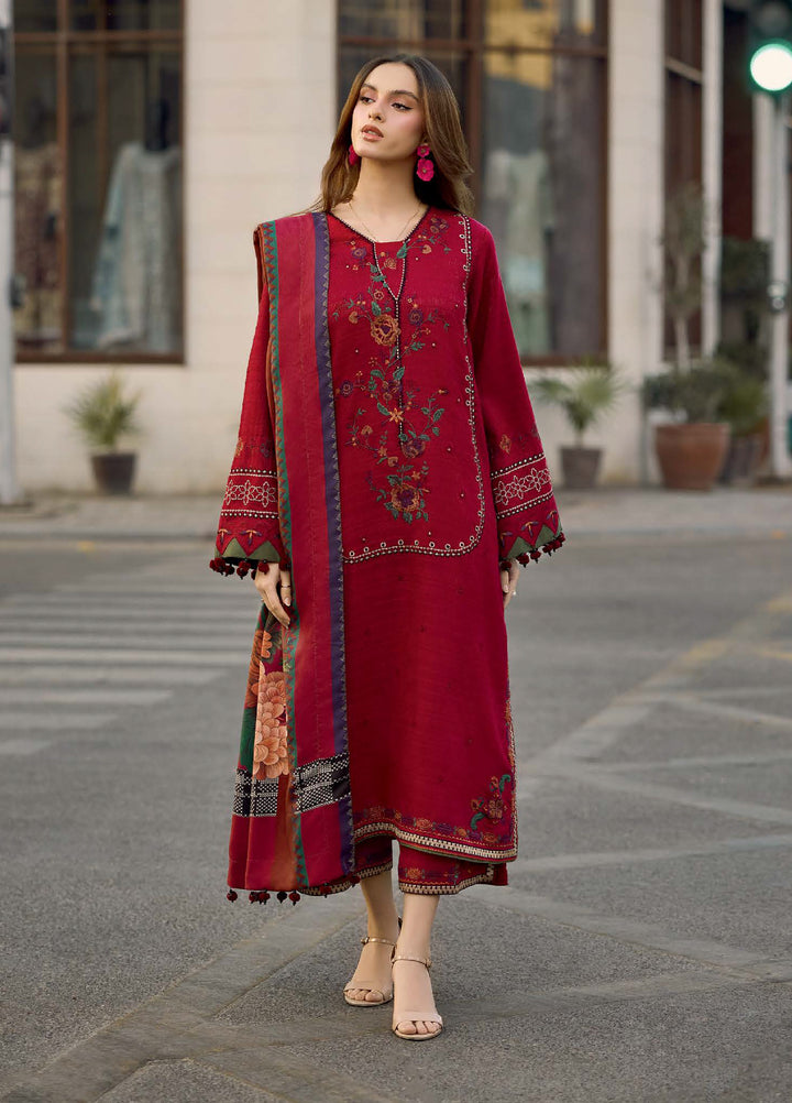 Poshima by Charizma Unstitched Embroidered Peach Leather Suits 3 Piece CHR26PU PSW5-29 - Winter Collection