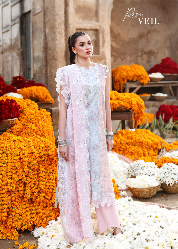 Cross Stitch Unstitched Embroidered Premium Lawn 3 Piece Suit CS26UCPL D18 ROSE VEIL - Eid Collection
