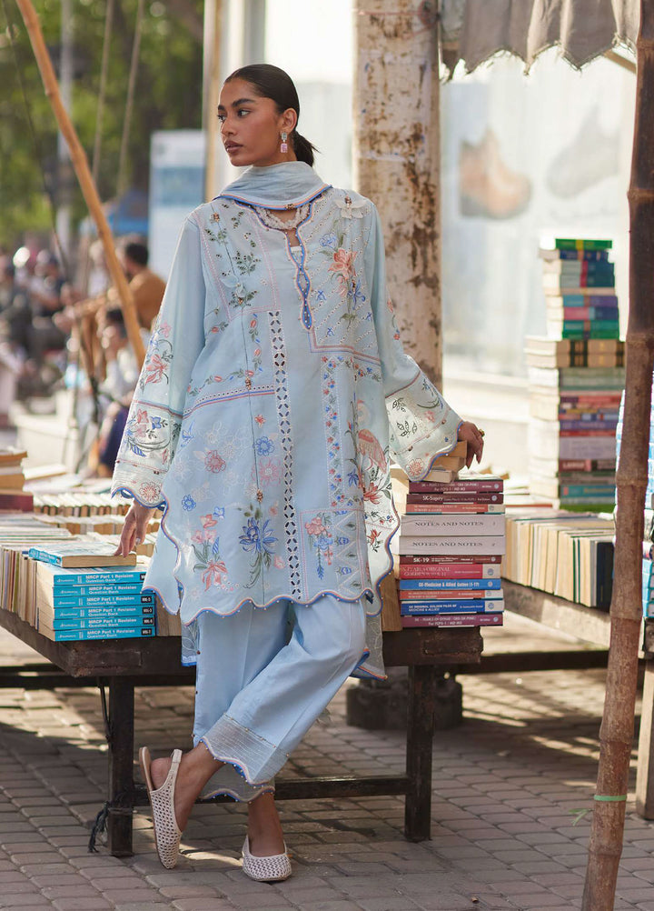 Wild Flower by Zaha Unstitched Embroidered Lawn 3 Piece Suit ZK26UWL ZF26-10 Forget Me Not Breeze - Festive Collection