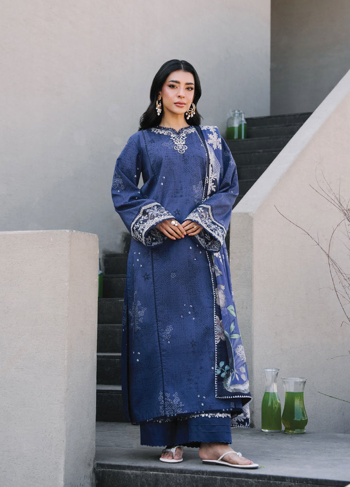 Afsanah by Seran Unstitched Embroidered Lawn 3 Piece Suit SN26UAL D-12 Sia - Summer Collection