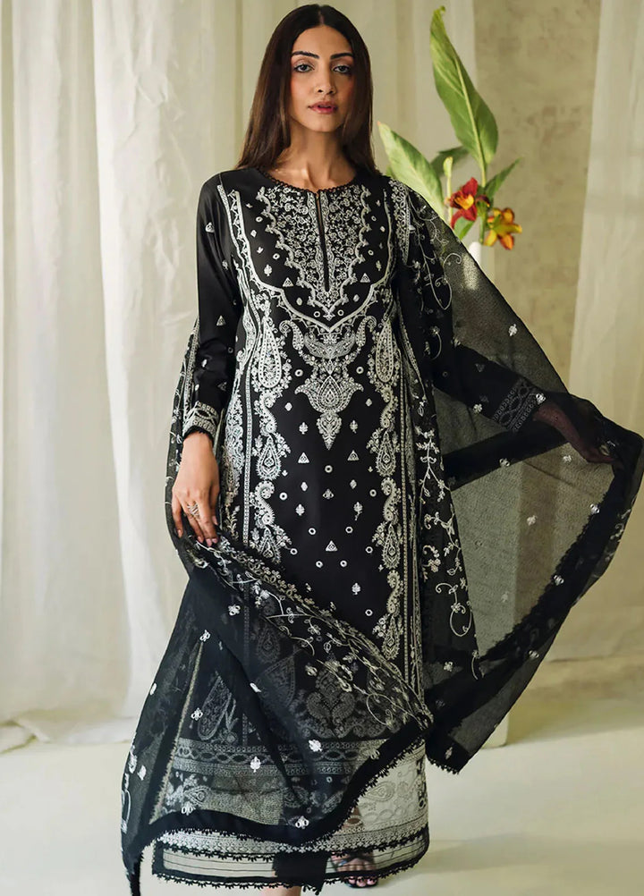 Neeshay Monochrome Embroidered Lawn Suit Unstitched 3 Piece NSH24M Elysian - Summer Collection