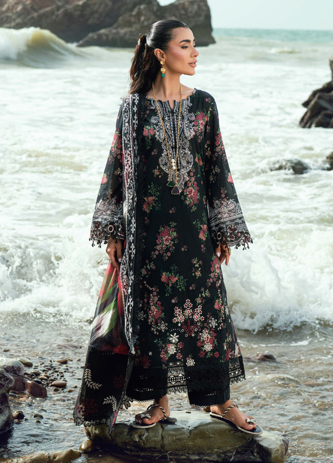 Gardenia by Nureh Unstitched Embroidered Lawn 3 Piece Suit NU26UGL NSG-199 - Summer Collection