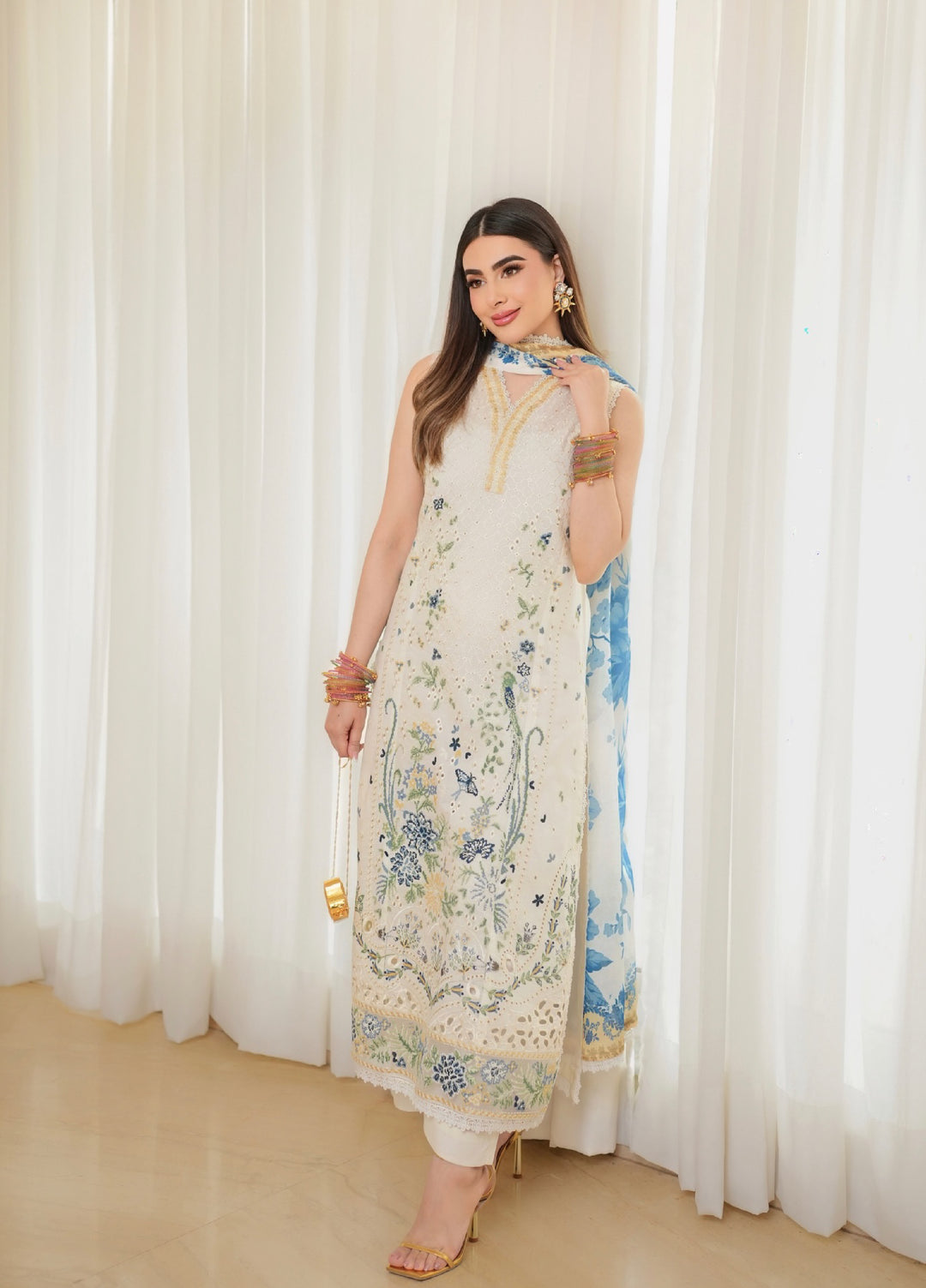 Symphony by Neeshay Unstitched Embroidered Luxury Lawn 3 Piece Suit NSH26US D-7 Reve - Summer Collection