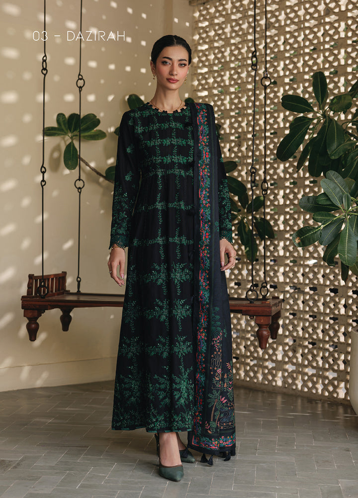 Xenia Unstitched Slub Khaddar Unstitched Embroidered Suits 3 Piece XE25SK D-03 Dazirah - Winter Collection