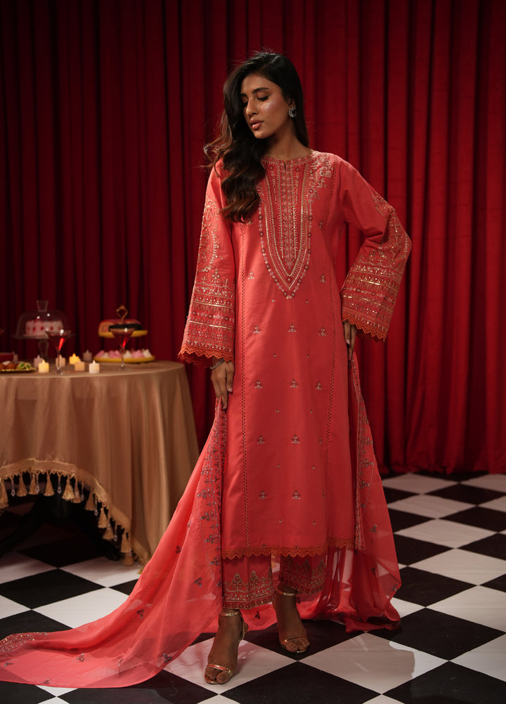 Freesia by Zouj Unstitched Embroidered Cotton 3 Piece Suit ZJ26UFC BURNT SAFFRON ZCS-00015 - Festive Collection