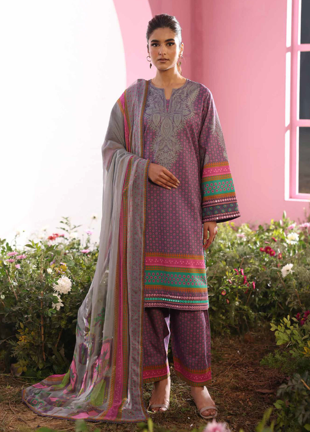 Combination by Charizma Unstitched Embroidered Lawn 3 Piece Suit CHR26UCL CC6-17 - Summer Collection