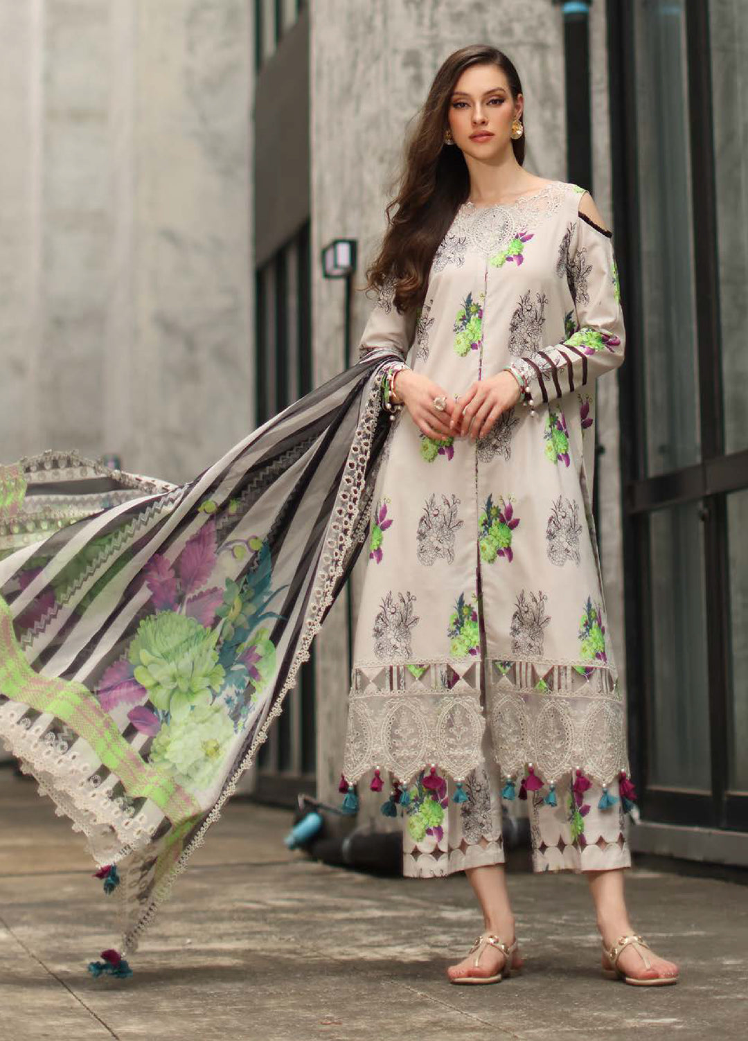 Combination by Charizma Unstitched Embroidered Lawn 3 Piece Suit CHR26UCL CC6-23 - Festive Collection