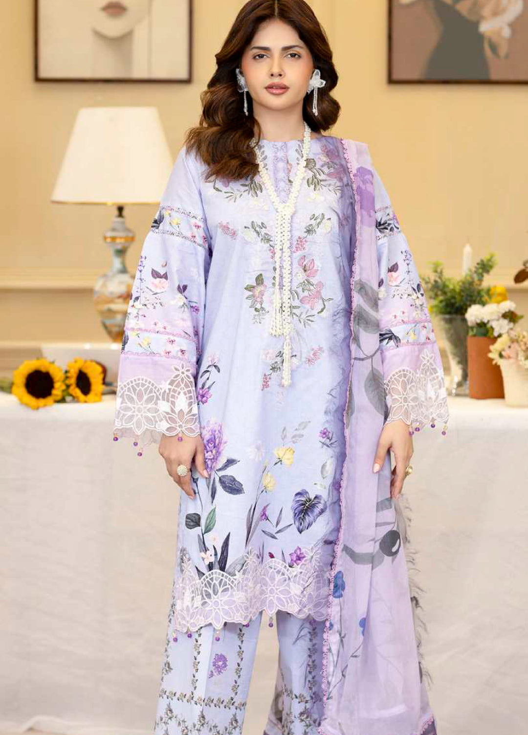 Al Zohaib Unstitched Applique Embroidered Lawn 3 Piece Suit AZ26UAL D-8 - Summer Collection