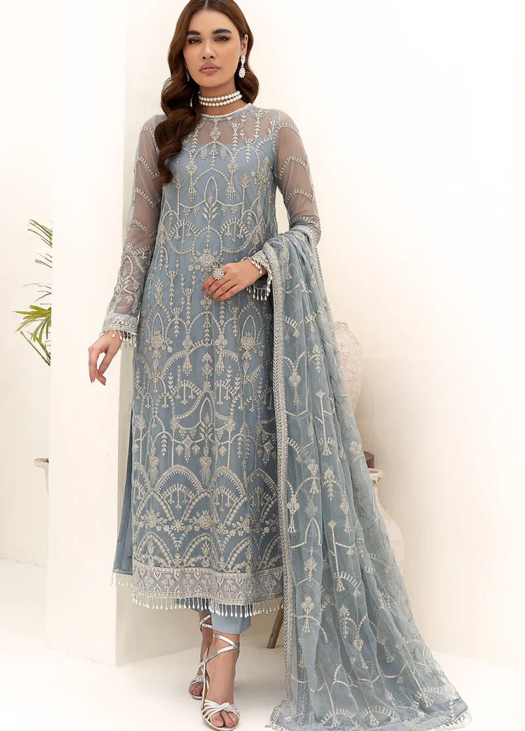 Zarif Women Unstitched Embroidered Net 3 Piece Suit ZR26UFC ZN 06 Amora - Festive Collection