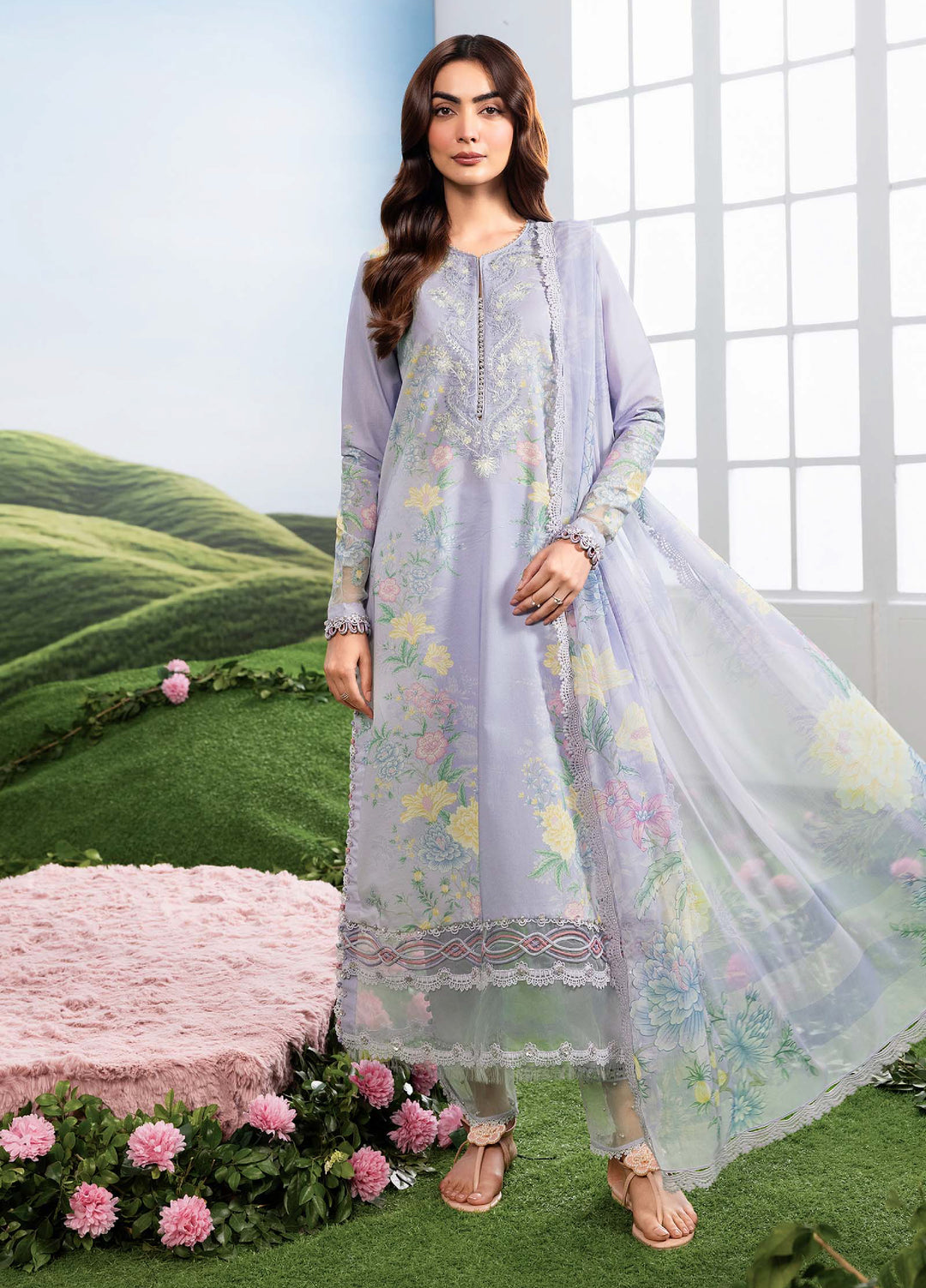 M Basics by Maria B Unstitched Embroidered Lawn 3 Piece Suit MB26SSEL MB-CUSV14-11B - Eid Collection