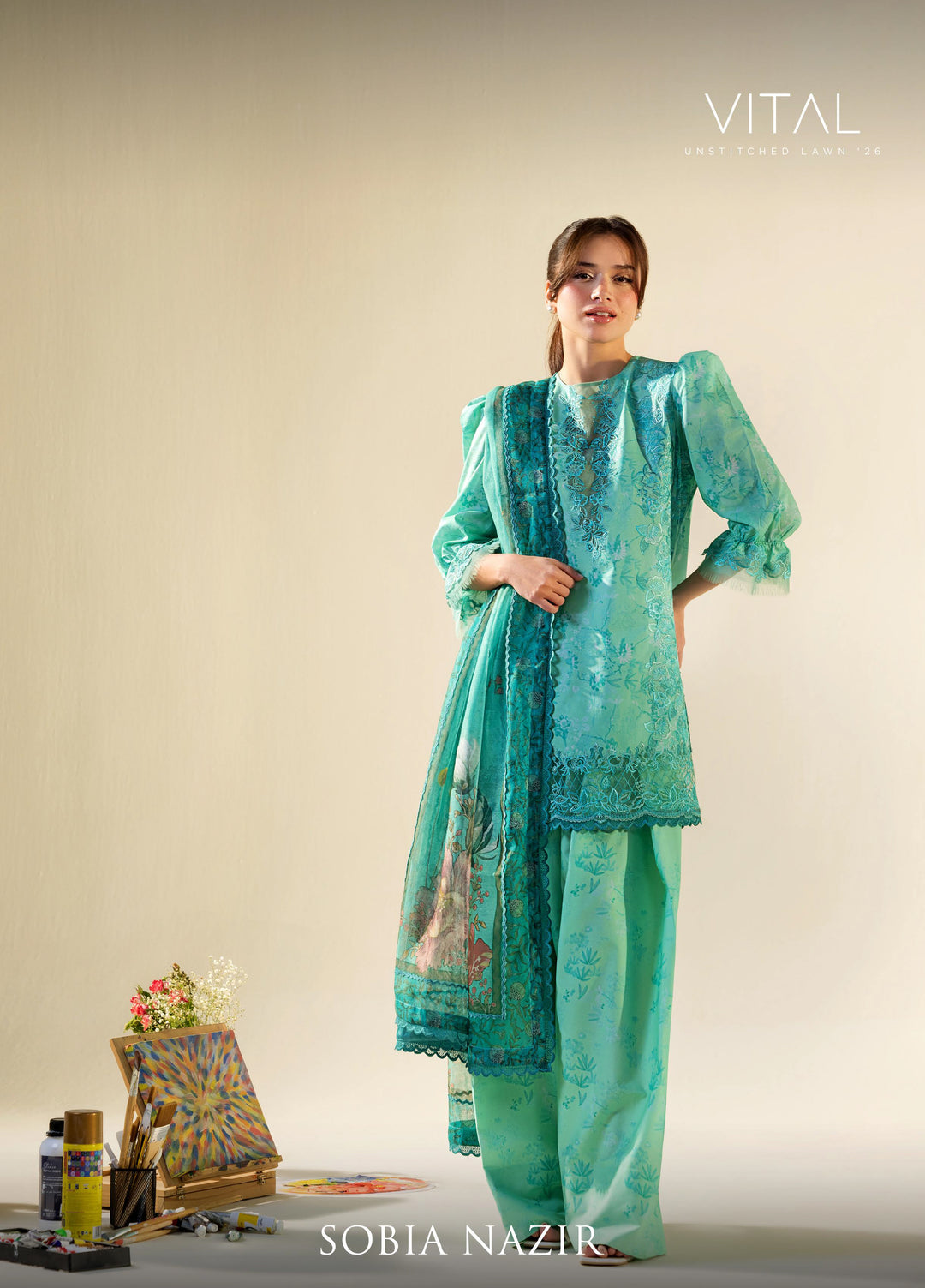 Vital by Sobia Nazir Unstitched Embroidered Lawn 3 Piece Suit SN26UVL 4B - Summer Collection