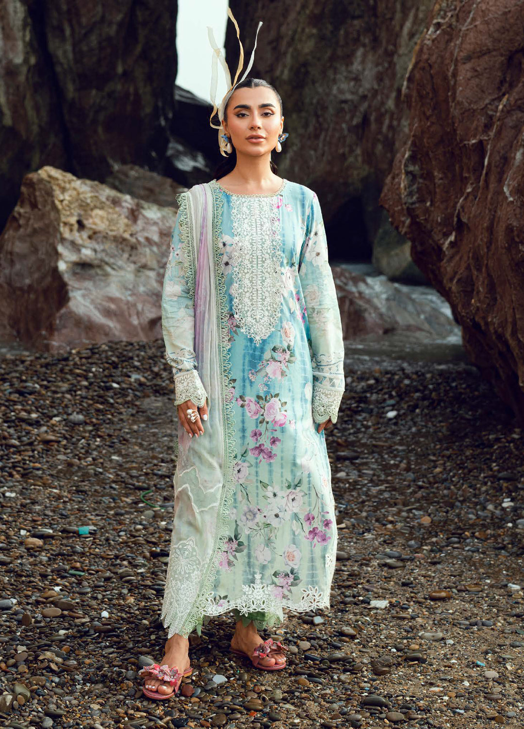 Gardenia by Nureh Unstitched Embroidered Lawn 3 Piece Suit NU26UGL NSG-202 - Summer Collection