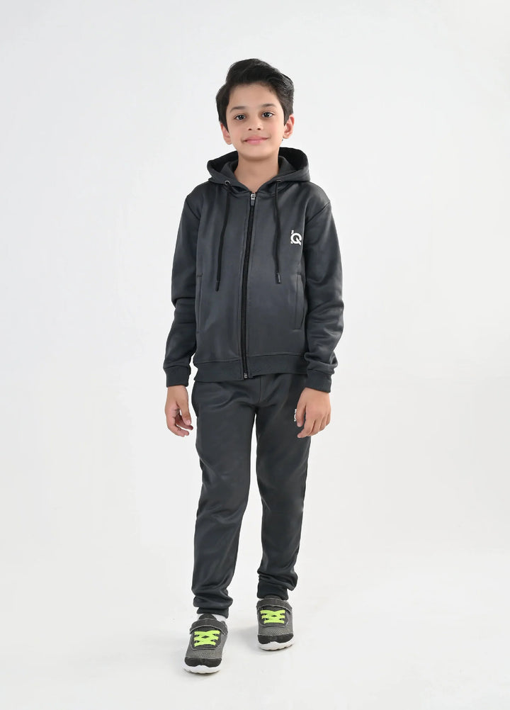 IQ Exclusive Kids Track Suit Fleece 2 PieceGrey Zip Hoodie Tracksuit-Unisex Kids - Winter Collection