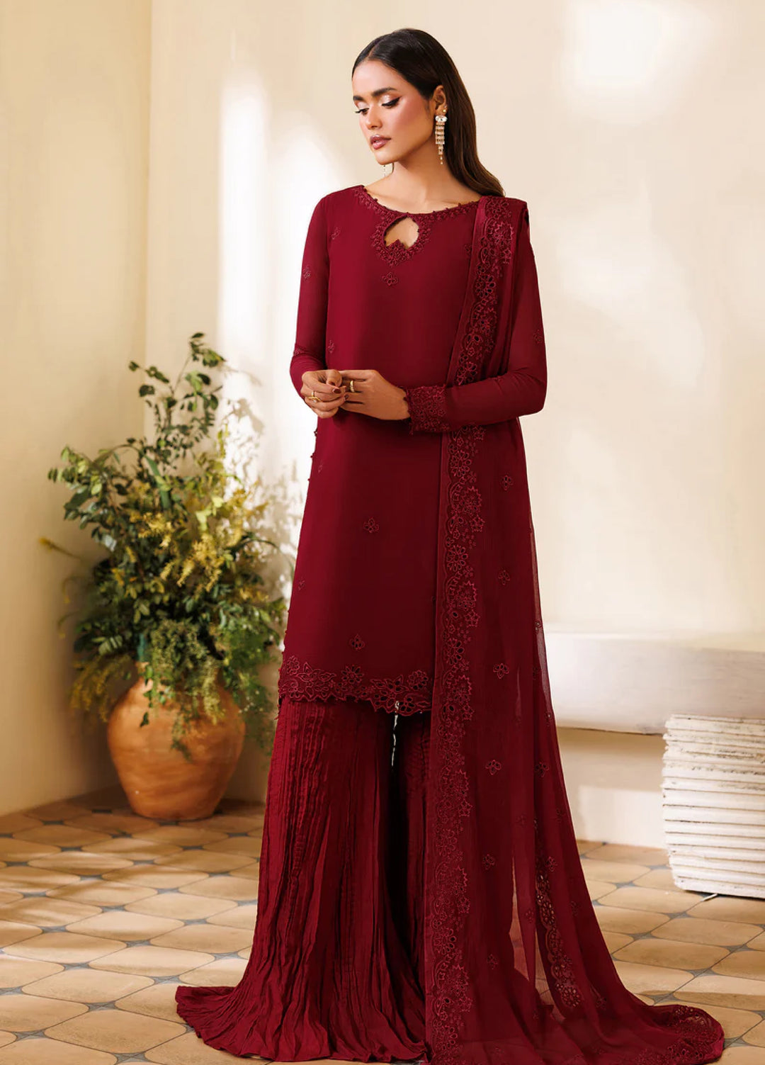 Zarif Women RTW Embroidered Chiffon 3 Piece Suit ZR26UCR ZRF-EMC-22 - Eid Collection