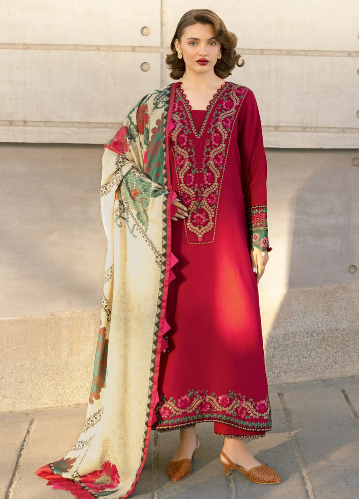 Poshima by Charizma Unstitched Embroidered Peach Leather Suits 3 Piece CHR26PU PSW5-24 - Winter Collection