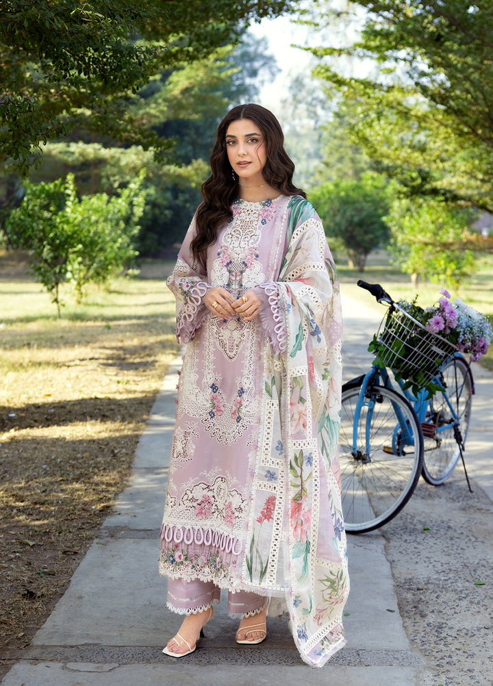 Elaf Premium Unstitched Embroidered Luxury Lawn 3 Piece Suit EL26UPL ELY-1A MAISON PINK - Summer Collection