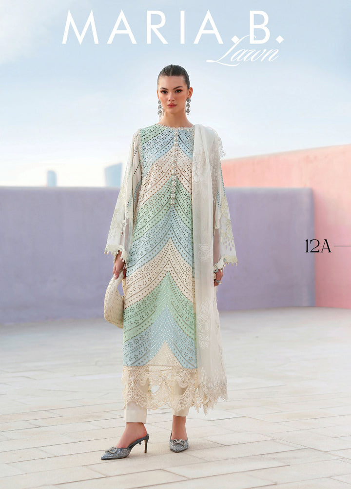 Maria B Unstitched Embroidered Luxury Lawn 3 Piece Suit MB26UEL 12A - Eid Collection