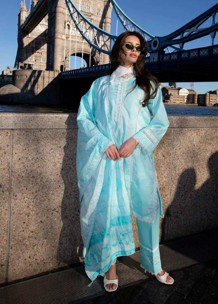 AL Zohaib Dhagakari Unstitched Embroidered Lawn 3 Piece Suit AZ26UD D-8 - Summer Collection