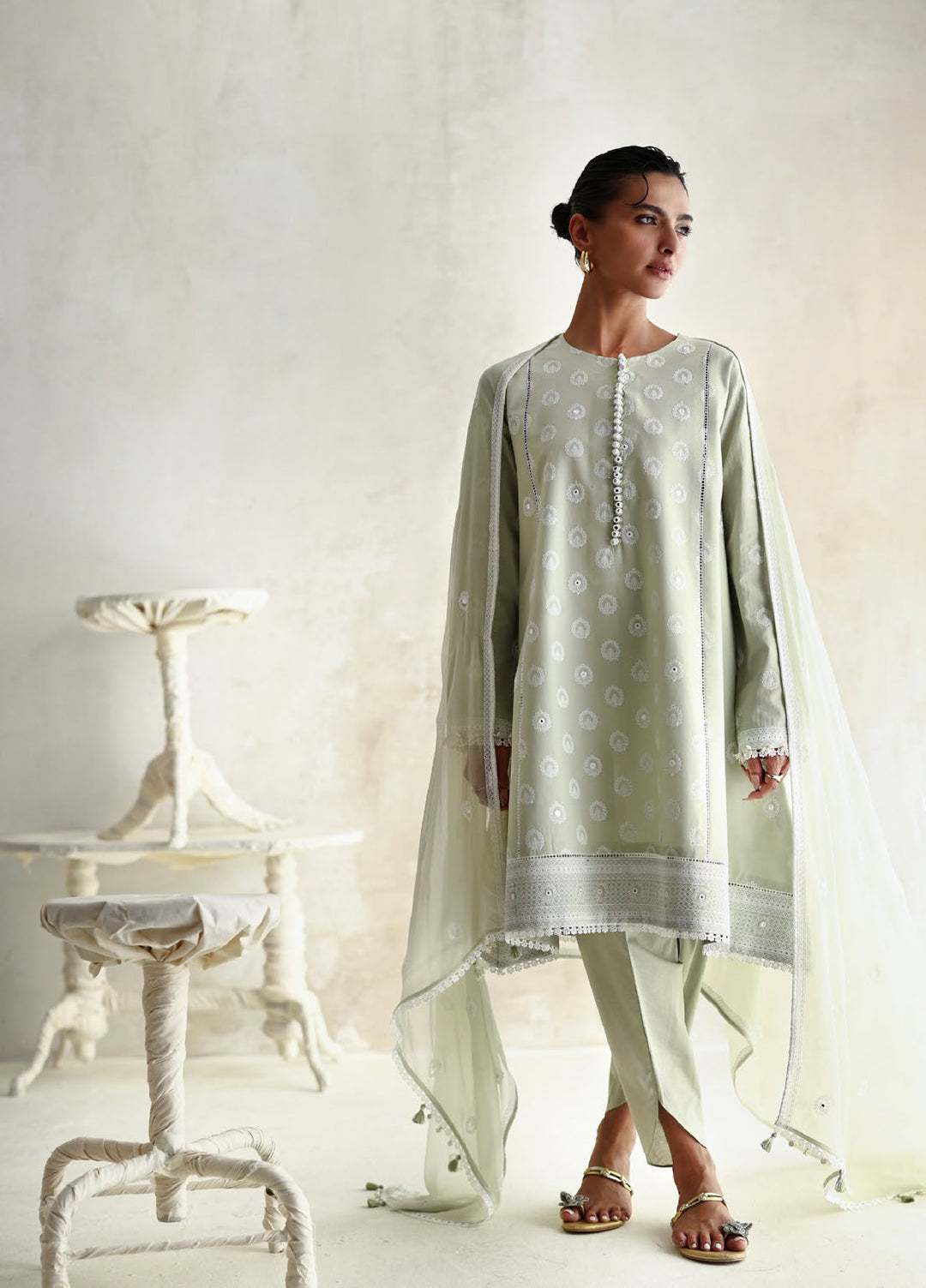 The Luxe by Gul Ahmed Unstitched Embroidered Lawn 3 Piece Suit GA26ULL Olive Bloom PM 62078 - Casual Collection