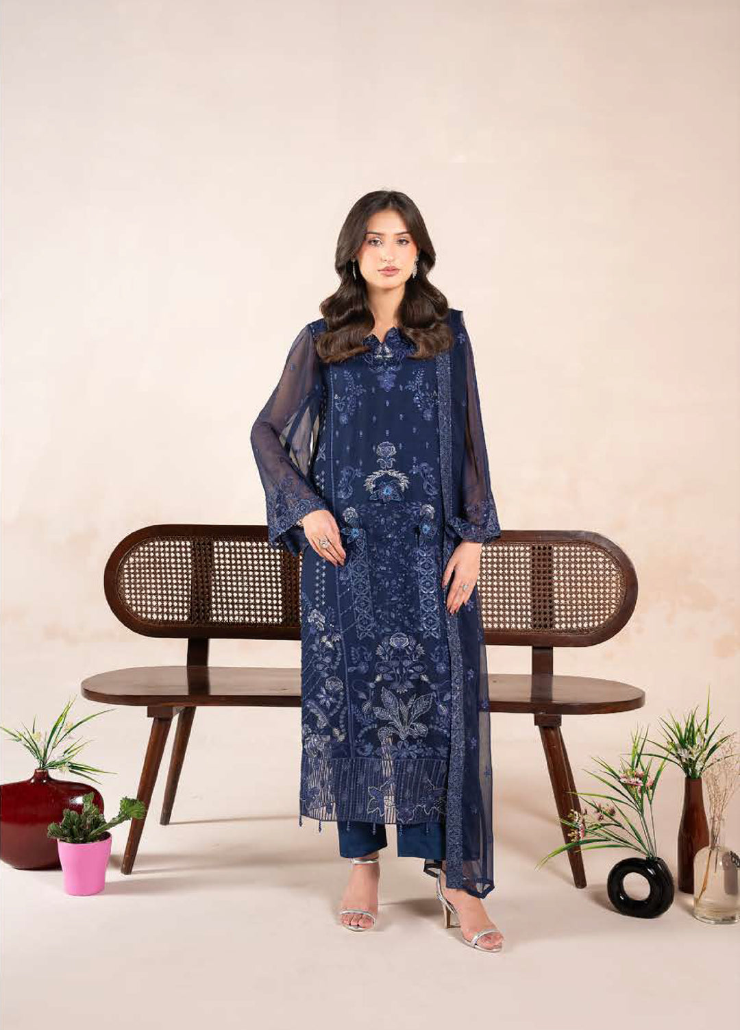 Anaya Noor by Zebtan Unstitched Embroidered Chiffon 3 Piece Suit ZB26UAN AN-04 - Festive Collection