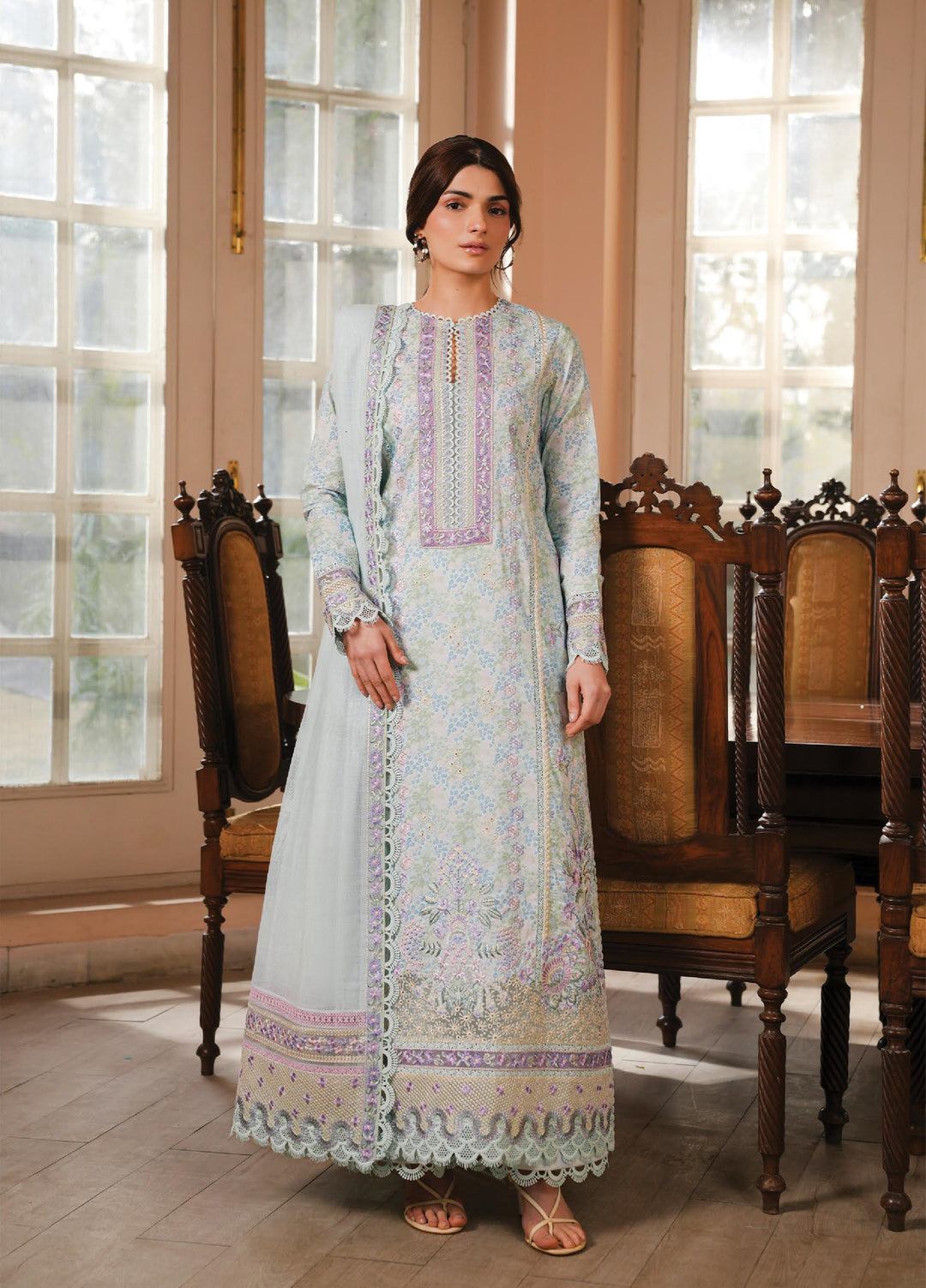 Florette by Afrozeh Unstitched Embroidered Lawn 3 Piece Suit AF26UFL D-08 FABLE - Festive Collection