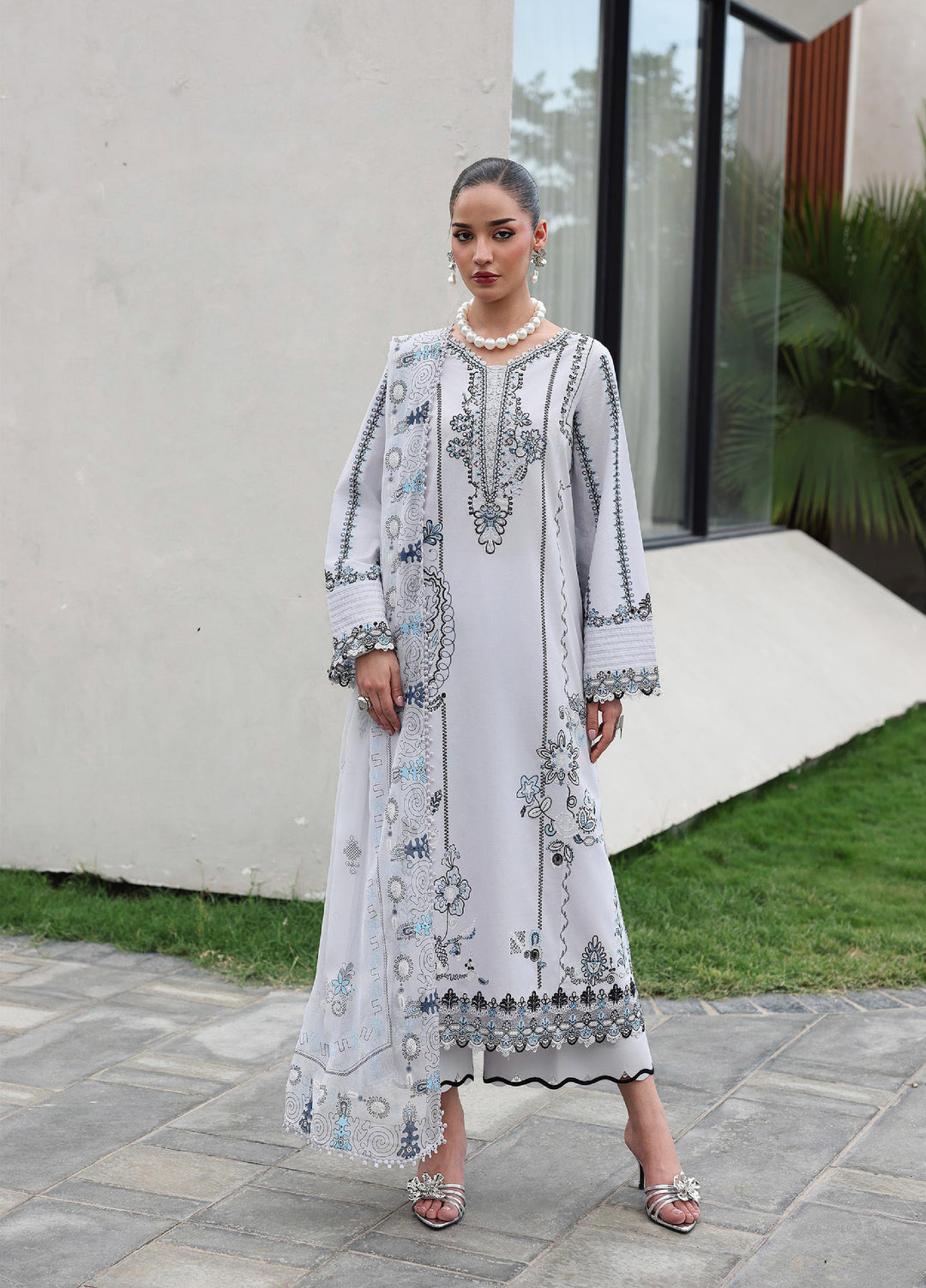 Q Line by Qalamkar Unstitched Embroidered Lawn 3 Piece Suit QLK26ULQ SAMIA QKL-3 - Festive Collection