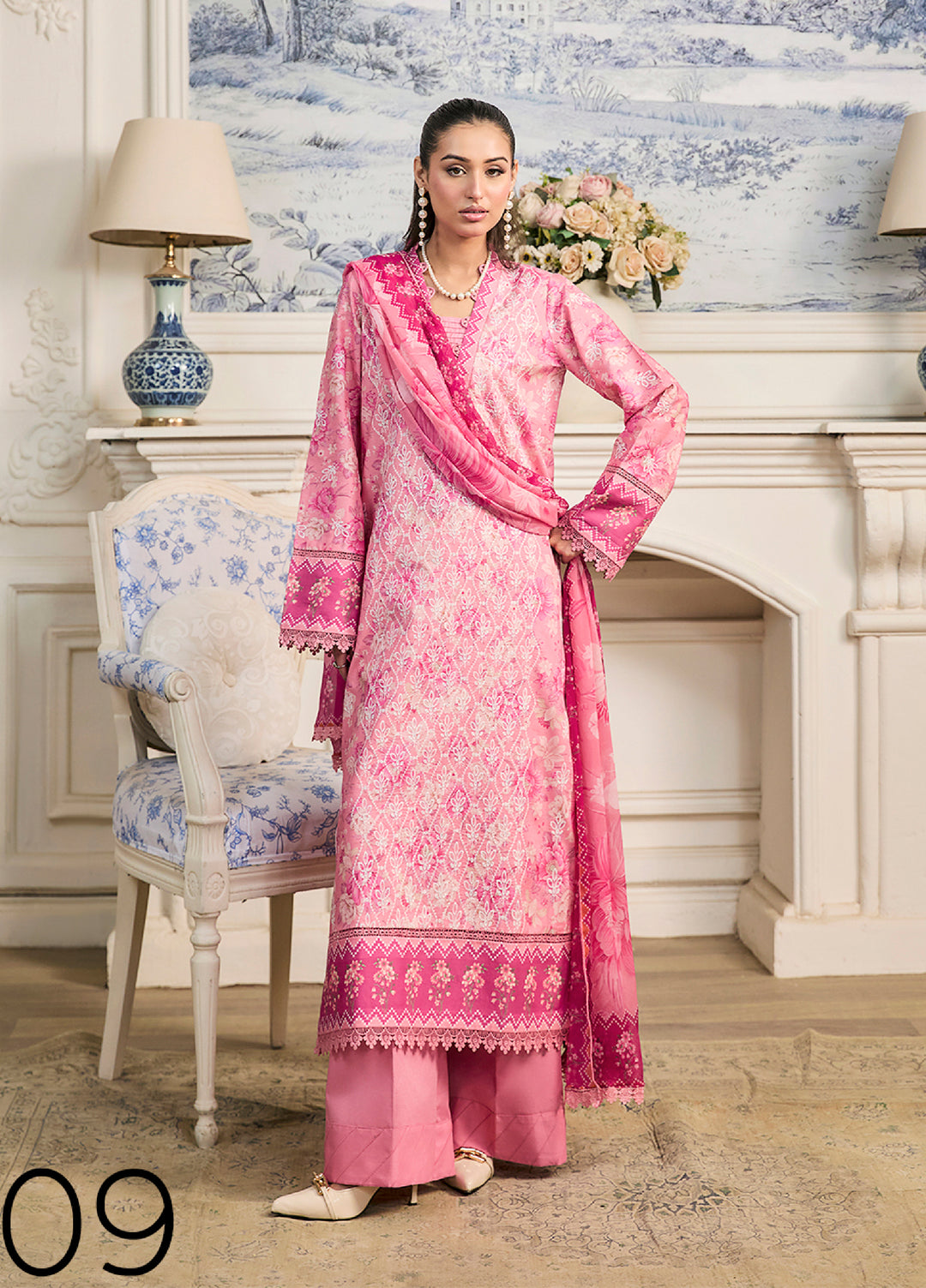 Raha Summer Prints by RajBari Unstitched Printed Lawn 3 Piece Suit RB26URVI D-9 - Summer Collection