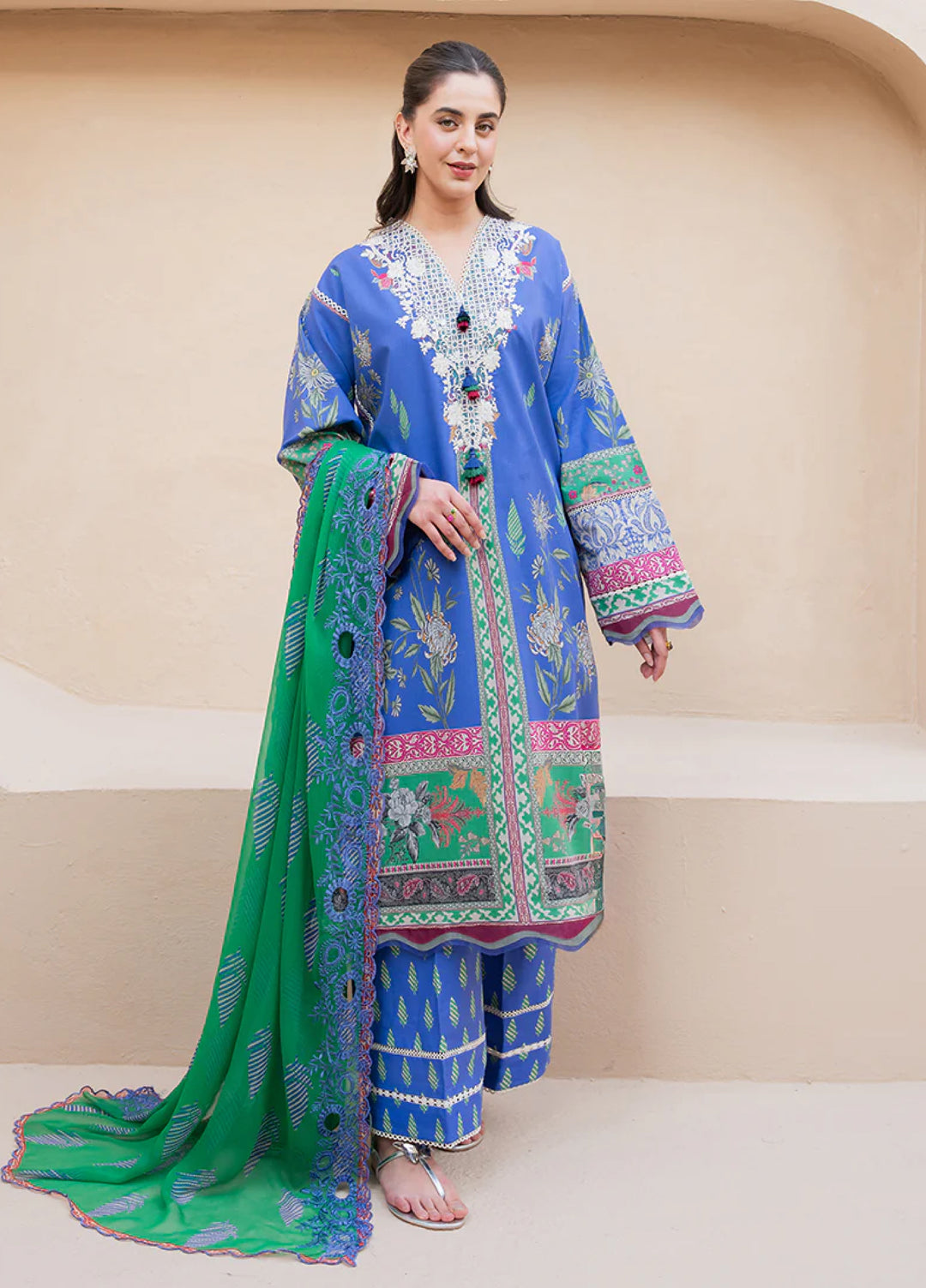 Summer in Bloom By Roheenaz Unstitched Printed Lawn 3 Piece Suit RN26USBL 35B Rosewater Bloom - Festive Collection