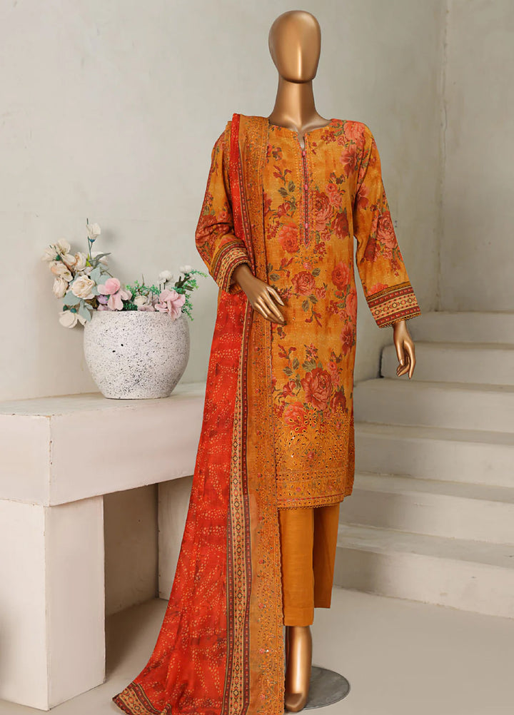 Hz Textiles Embroidered Khaddar Suits Unstitched 3 Piece PKE-203 - Winter Collection