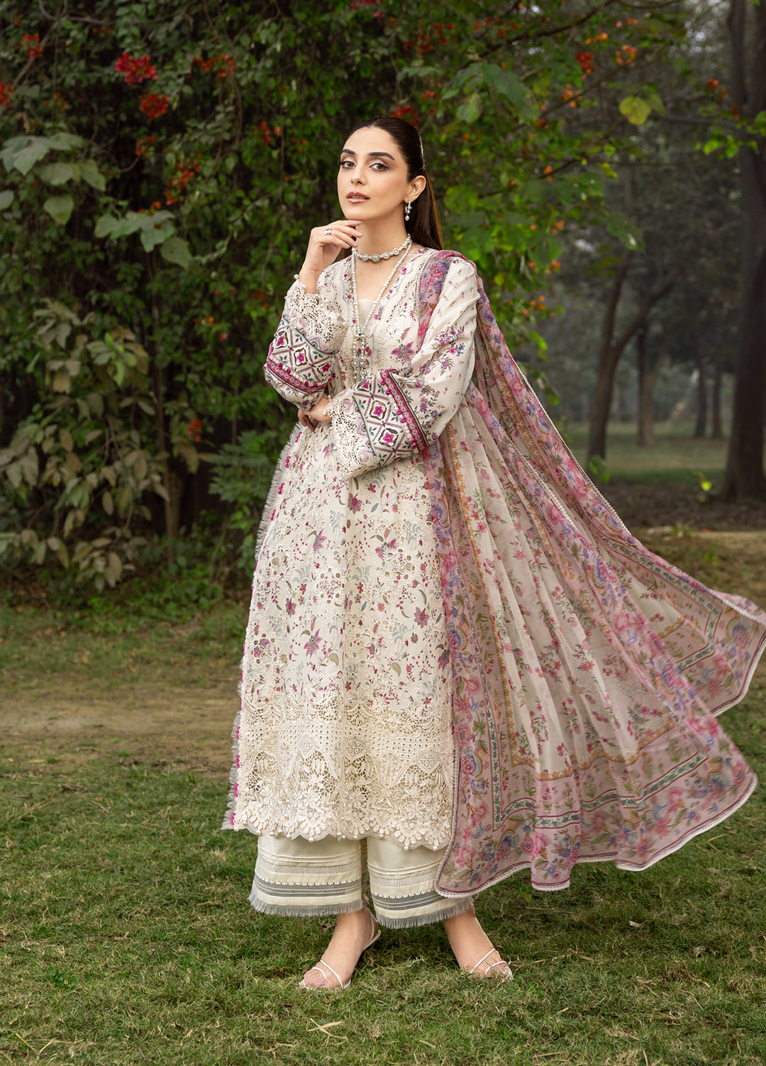 Elaf Premium Chikankari Unstitched Printed Lawn 3 Piece Suit EL26UPC ERC 5A MEHR - Summer Collection