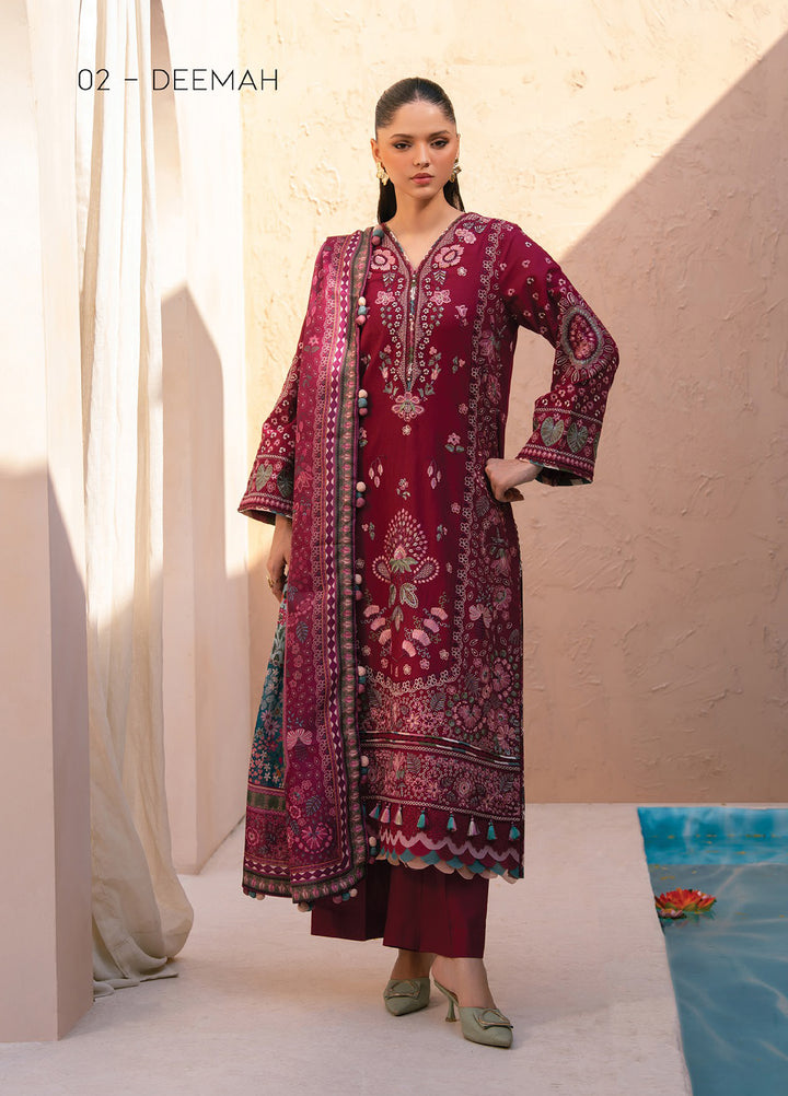 Rang e Khizaan by Xenia Unstitched Khaddar Embroidered Suits 3 Piece XE25SW D-02 DEEMAH - Winter Collection