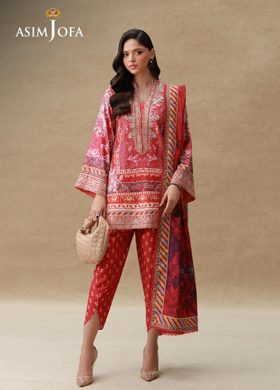 Asim Jofa Unstitched Printed Silk 3 Piece Suit AJ26UPS AJULSC-04 - Casual Collection