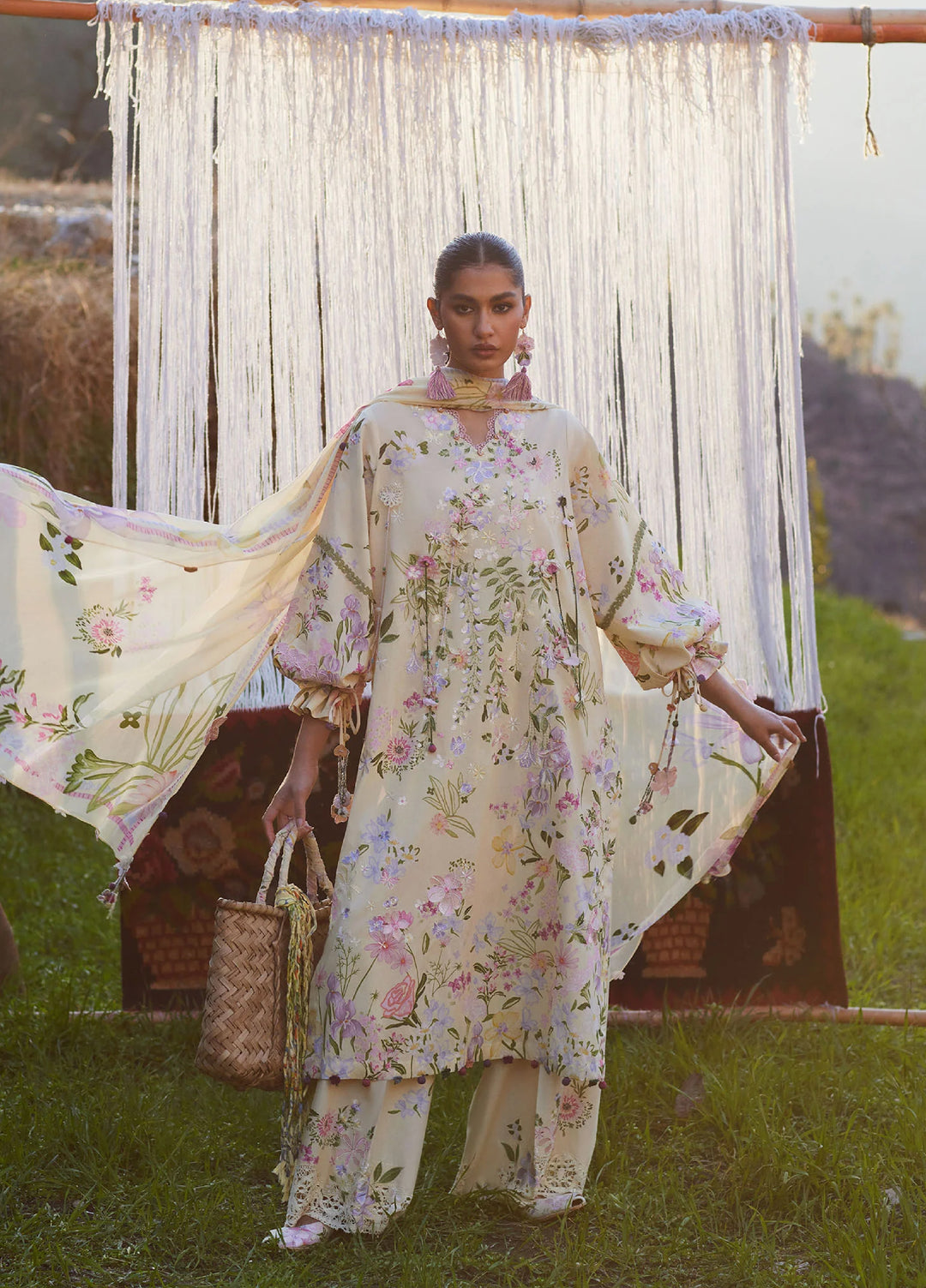 Meili by Zaha Unstitched Embroidered Lawn 3 Piece Suit ZK26UML ZL26-12B - Festive Collection