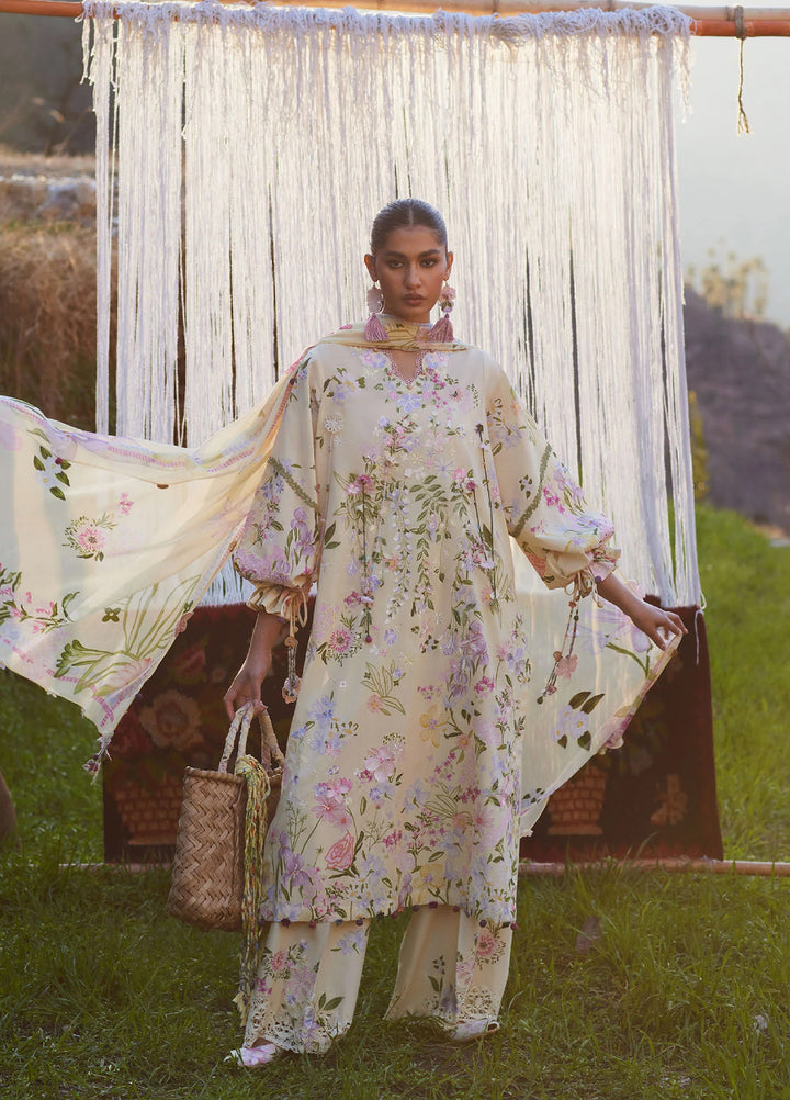 Meili by Zaha Unstitched Embroidered Lawn 3 Piece Suit ZK26UML ZL26-12B - Festive Collection