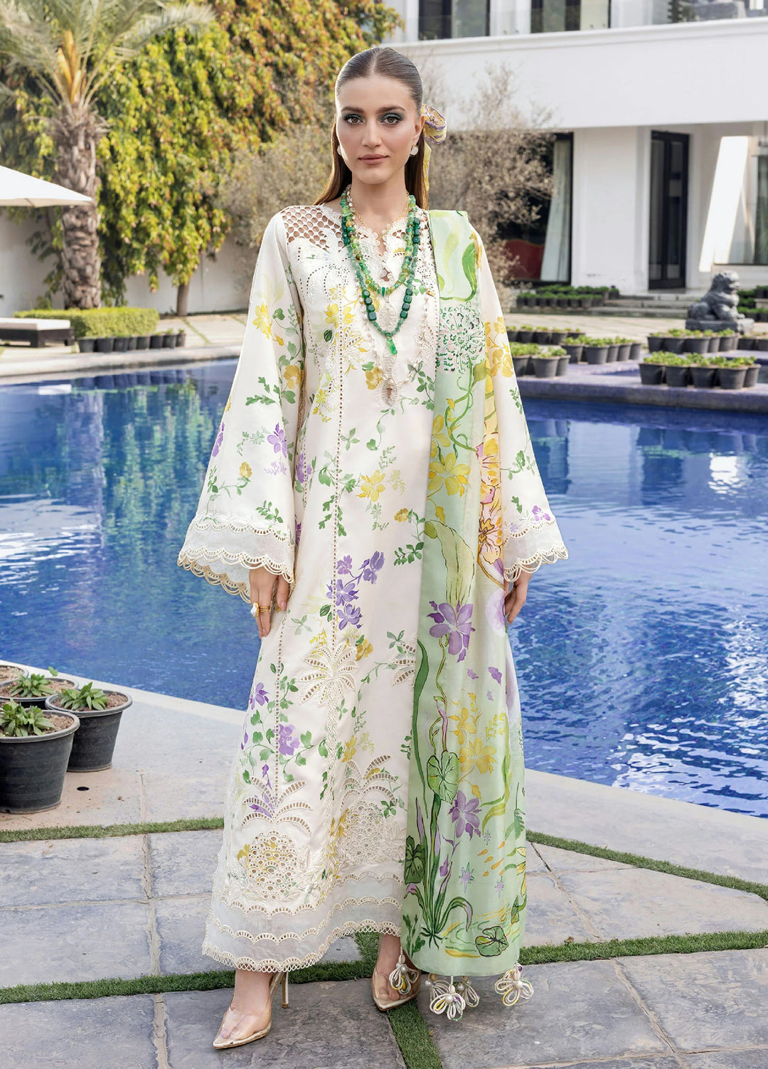Flow by Crimson Unstitched Embroidered Lawn 3 Piece Suit CR26UFL D4 A-Opal - Festive Collection