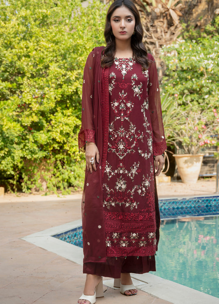 Zenia by Fine Tex Unstitched Royal Embroidered Chiffon Suits 3 Piece FNT25ZC ZC-02 - Festive Collection