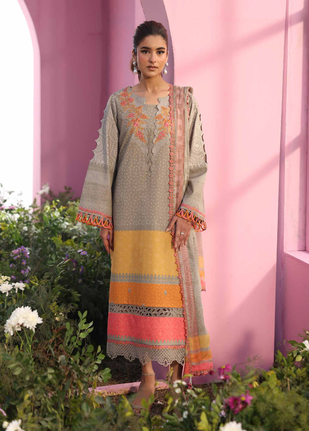 Combination by Charizma Unstitched Embroidered Lawn 3 Piece Suit CHR26UCL CC6-15 - Summer Collection