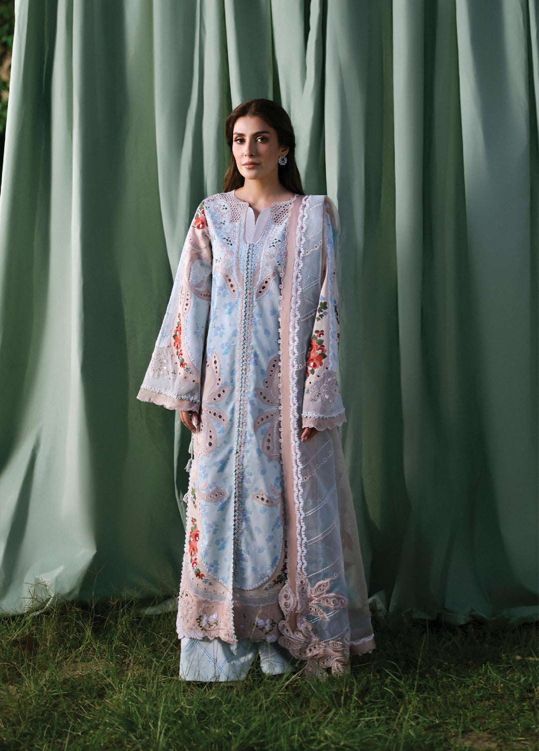 A-Lawn by Afrozeh Unstitched Embroidered Lawn 3 Piece Suit AF26UAL Eirene FWU-0063-3PO - Eid Collection