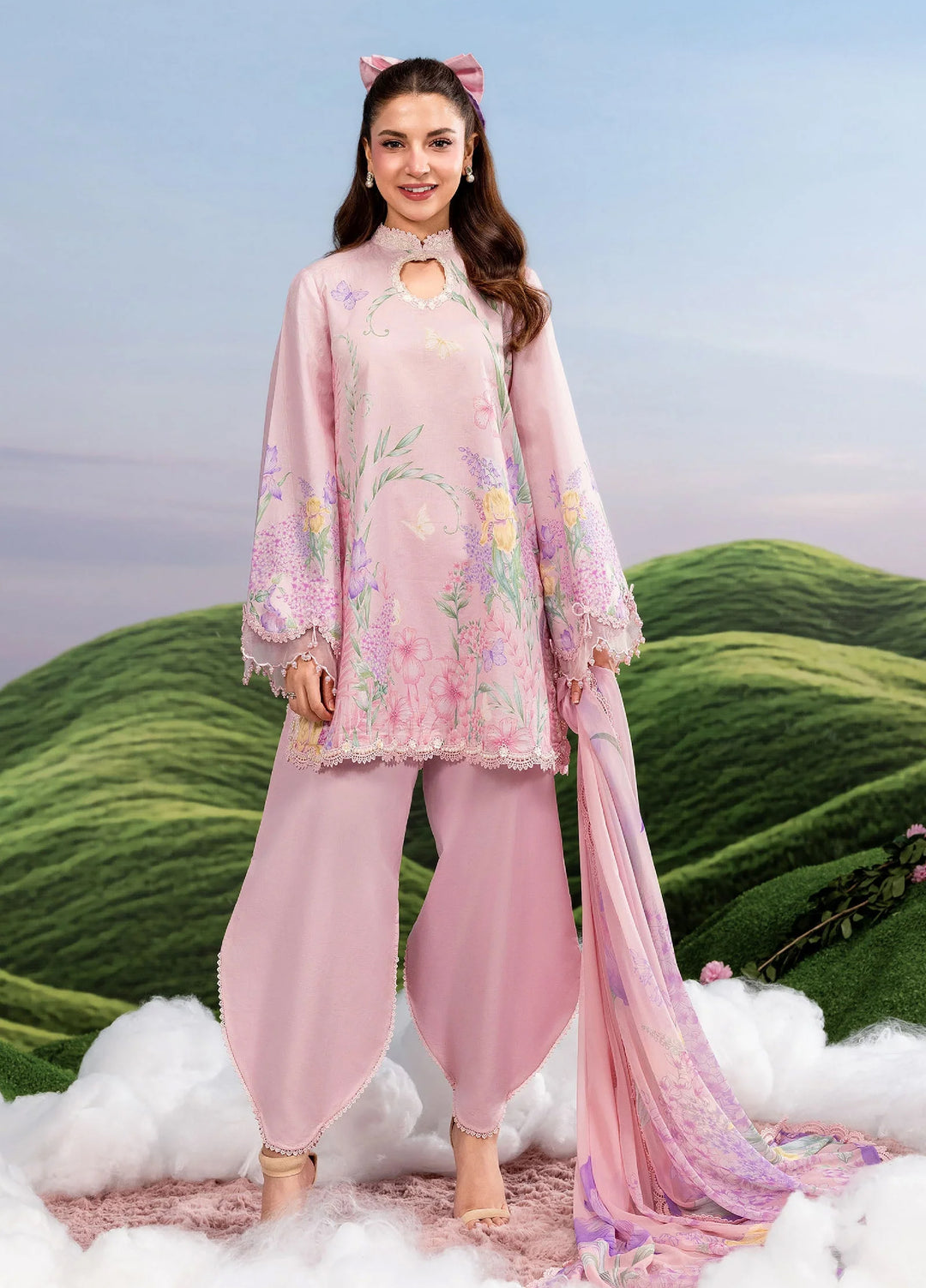 M Basics by Maria B Unstitched Embroidered Lawn 3 Piece Suit MB26SSEL MB-CUSV14-10B - Eid Collection