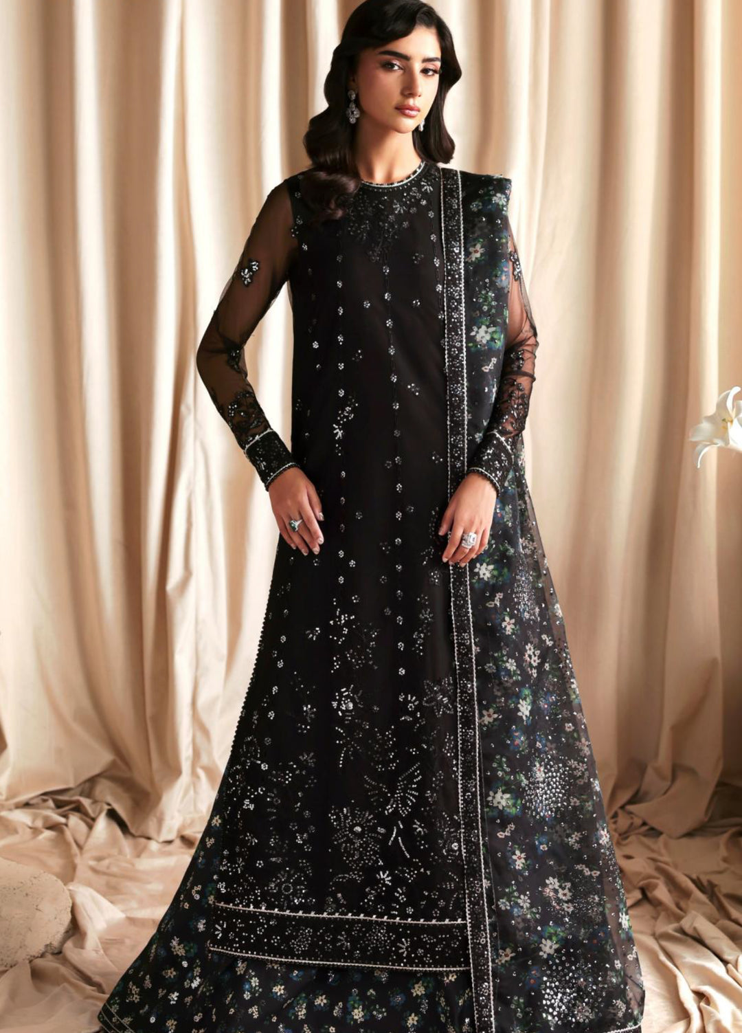 Sirayya by Zarif Unstitched Embroidered Net 3 Piece Suit ZR26US Kavish 06 - Festive Collection