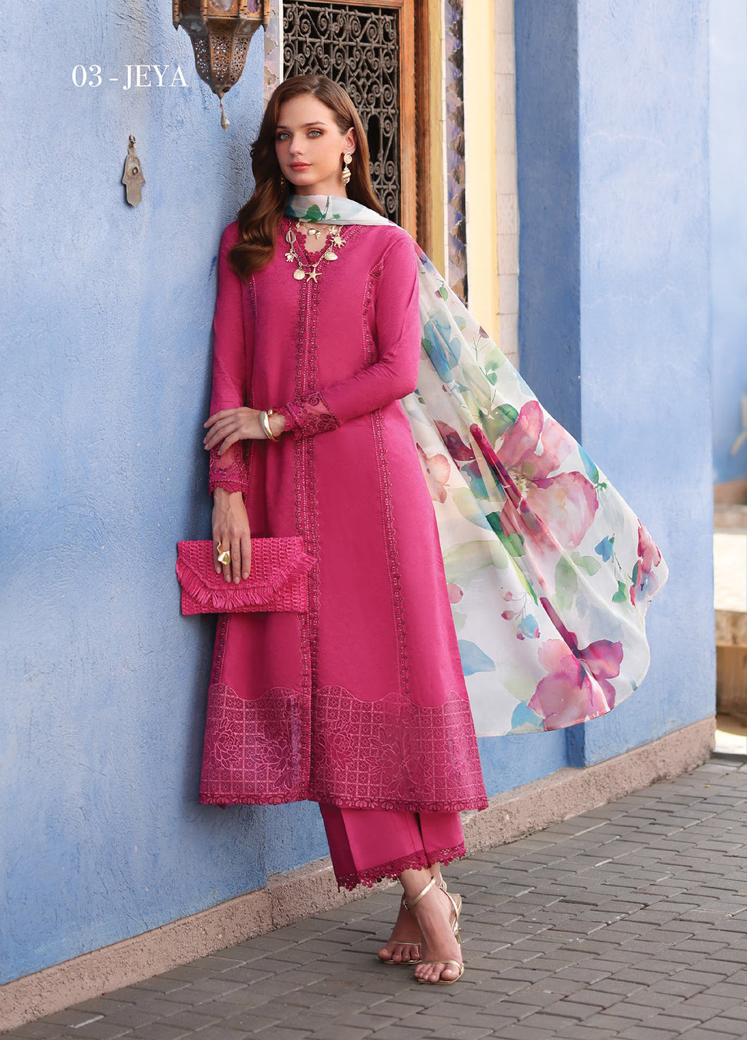 Xenia Formals Unstitched Embroidered Lawn 3 Piece Suit XE26ULS D-03 Jeya - Summer Collection