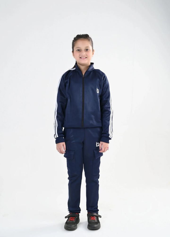 IQ Exclusive Kids Track Suit Fleece 2 PieceNavy Streak Zipper-Unisex Kids - Winter Collection