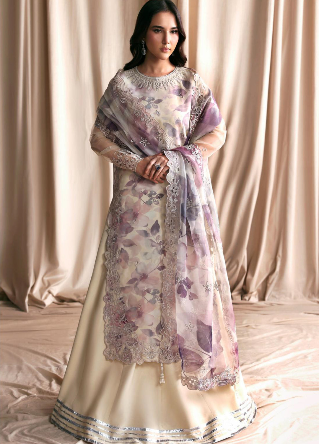 Sirayya by Zarif Unstitched Embroidered Organza 3 Piece Suit ZR26US GAJRA 07 - Festive Collection