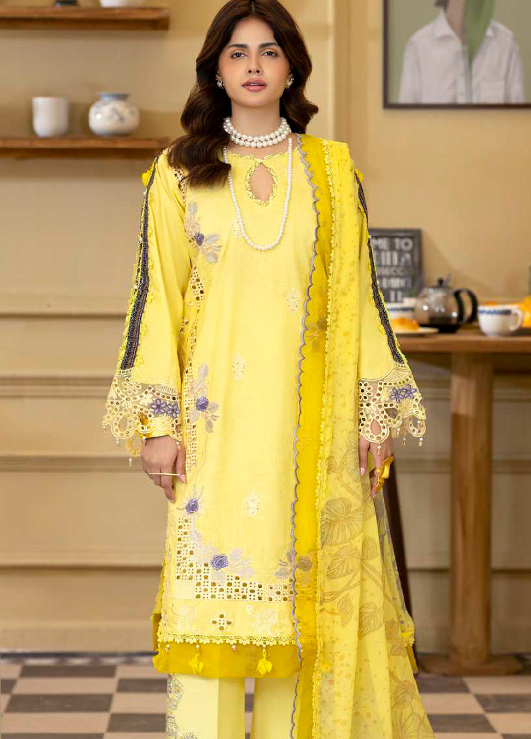 Al Zohaib Unstitched Applique Embroidered Lawn 3 Piece Suit AZ26UAL D-10 - Summer Collection