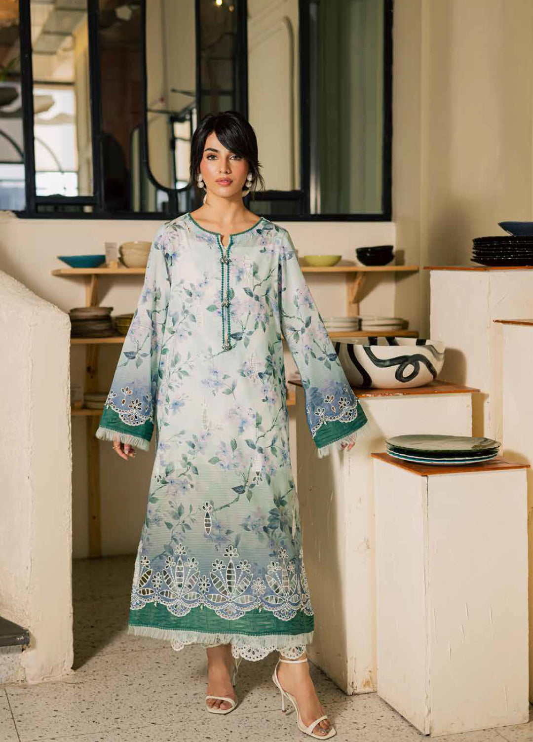 Ballerina by Nureh Unstitched Printed Chikankari Lawn 3 Piece Suit NU26UBL NU2-197 - Summer Collection