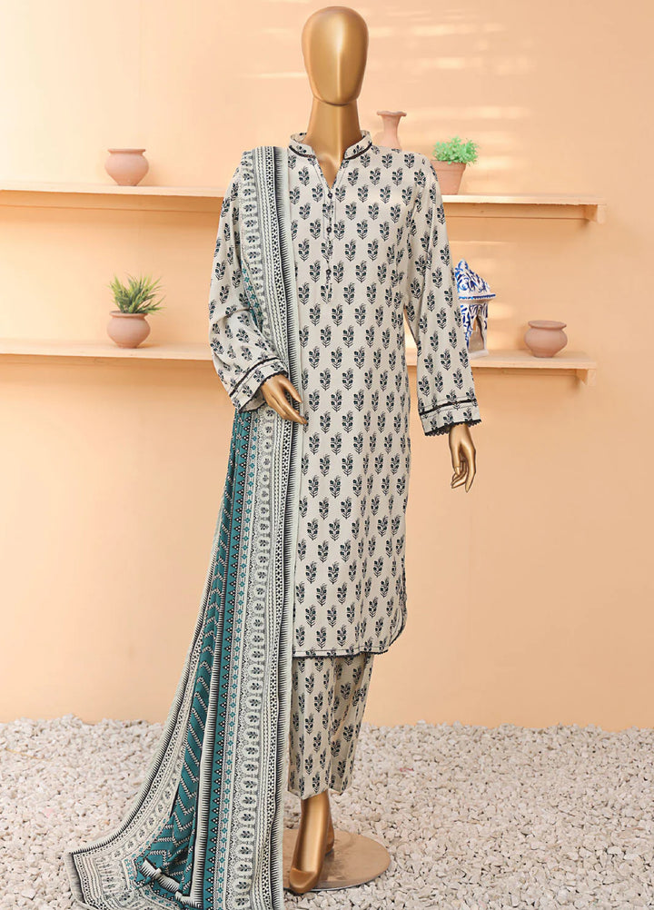Wintry by Hz Textiles Printed Linen Suits Unstitched 3 Piece LCP-208 - Winter Collection