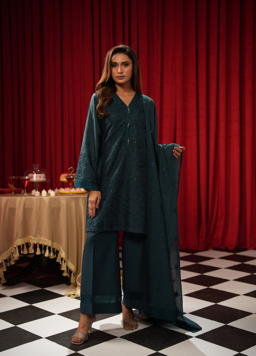 Freesia by Zouj Unstitched Embroidered Cotton 3 Piece Suit ZJ26UFC EMERALD ELAN ZCS-00013 - Festive Collection