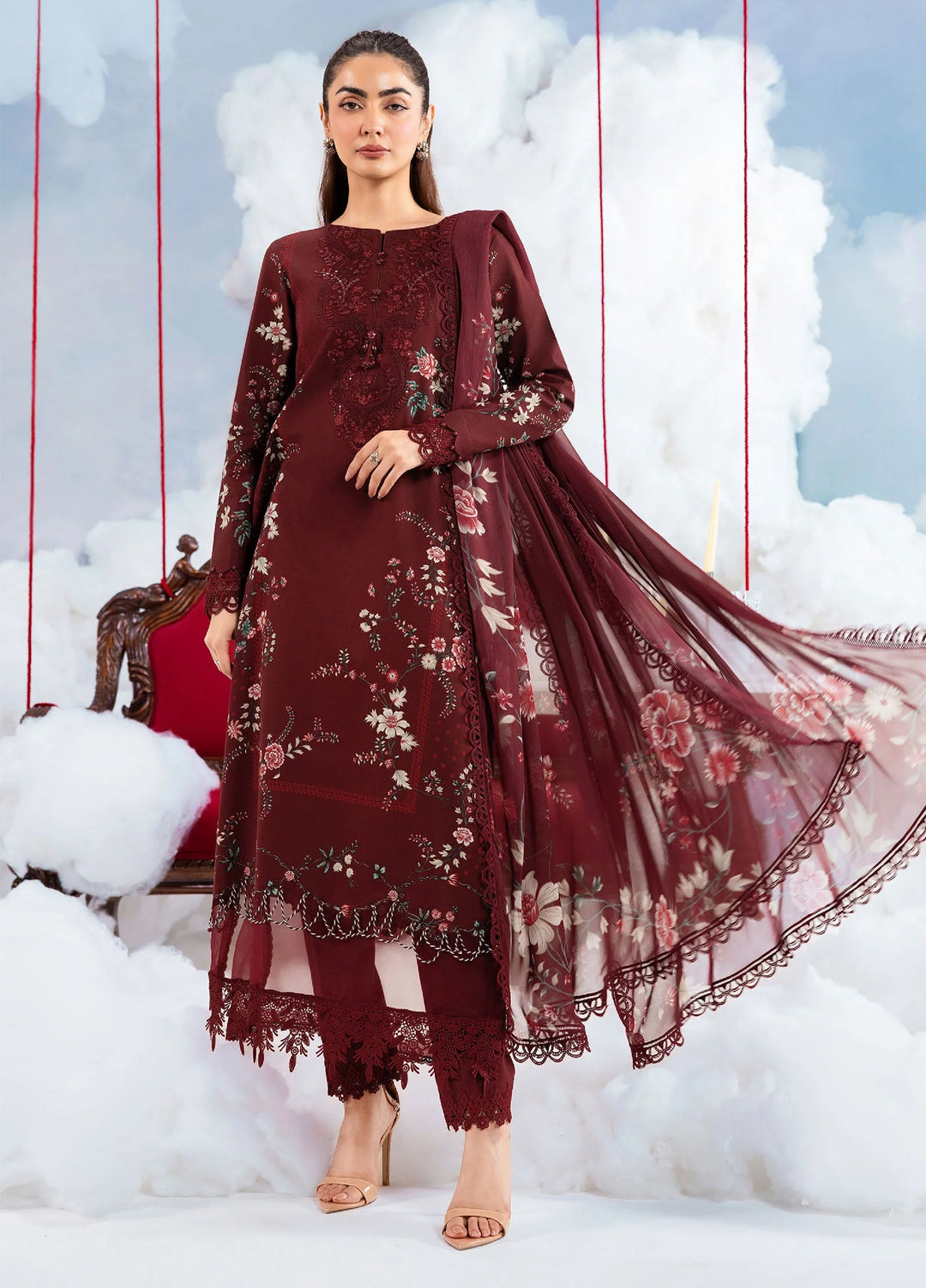 M Basics by Maria B Unstitched Embroidered Lawn 3 Piece Suit MB26SSEL MB-CUSV14-07A - Eid Collection