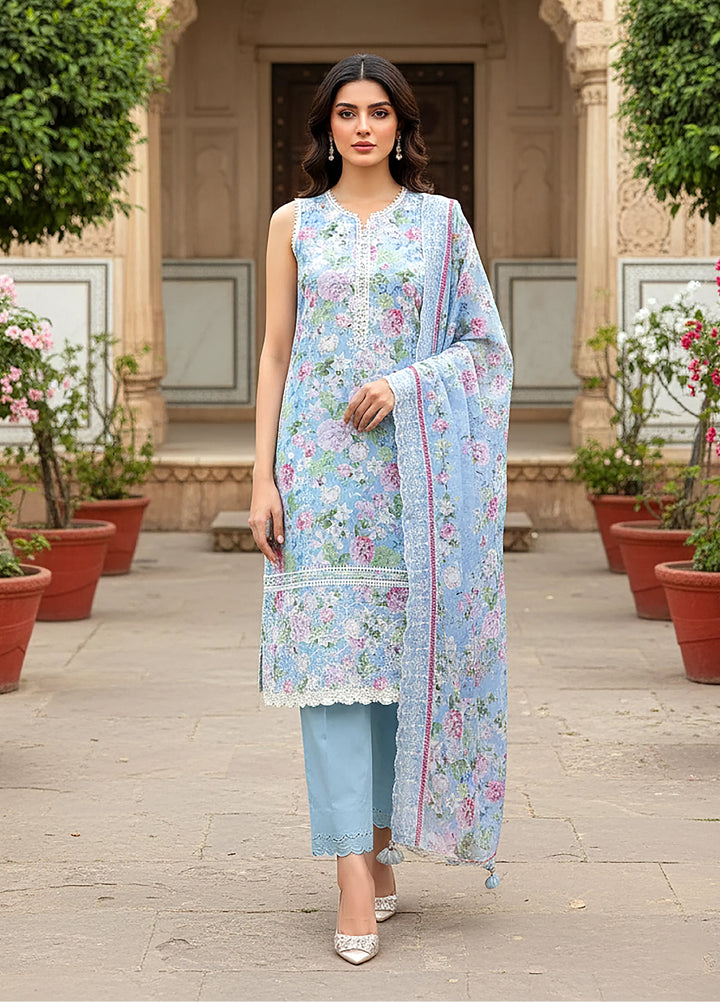 Lakhany Summer Essentials Embroidered Unstitched Lawn 3 Piece Suit LSM26USE LG-RL-0408 - Ramadan Collection